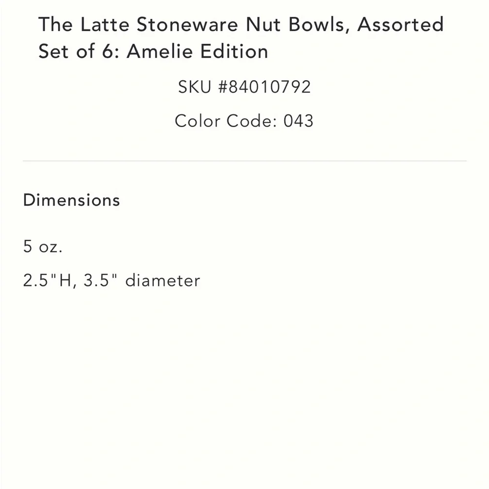 Latte Stone Nut Bowls Assorted Set Of Six: Amélie Edition Ocean Blues